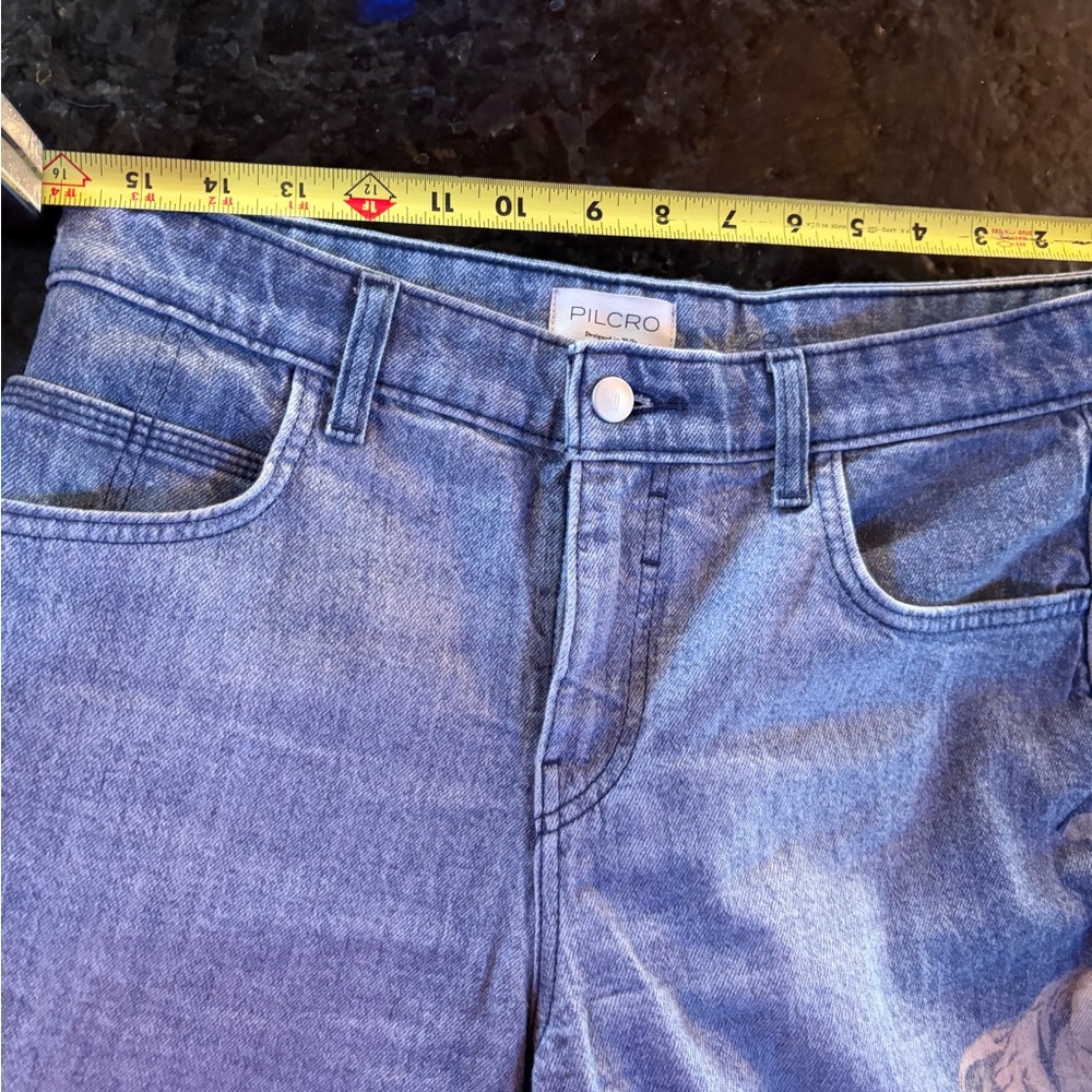 Pilcro Blue and Cream Flare Jeans - Picture 16 of 16